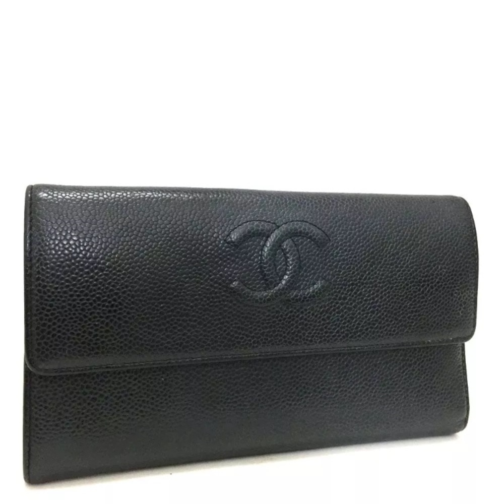 Chanel Caviar Long Trifold Wallet